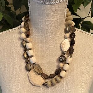 Chico's Chunky Stone Neutral Tone Necklace